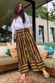 Bloc Stripe Wide Leg Pant Aubergine & Olive